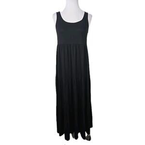 Gentle Fawn AXEL XS Black Soft Jersey Sleeveless Tiered MIDI Dress New $118